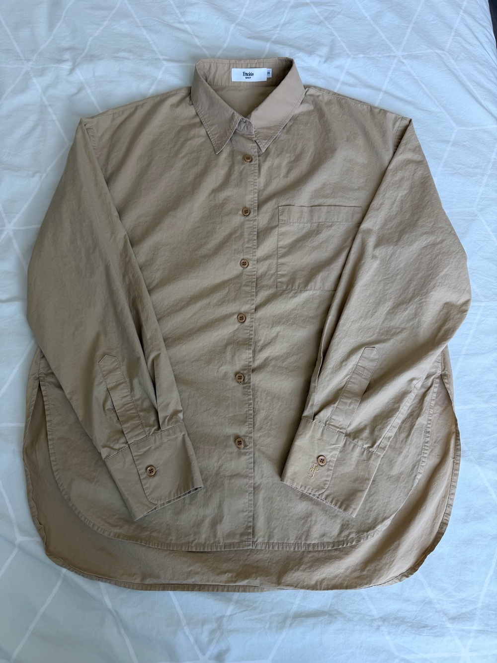 The Frankie Shop Lui Organic Cotton Oversized Shirt Sahara Size S GOTS